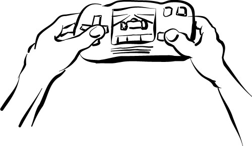 Hand-held Game; Game, Computer, Leisure, Cartoon, Outline