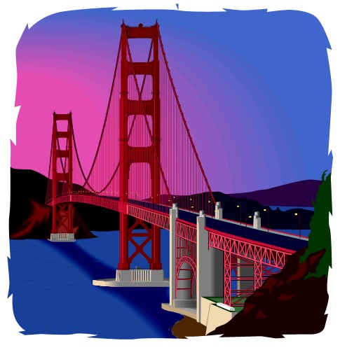 Golden Gate Bridge; Travel, United, States, Totem, Graphics, Golden, Gate, Bridge