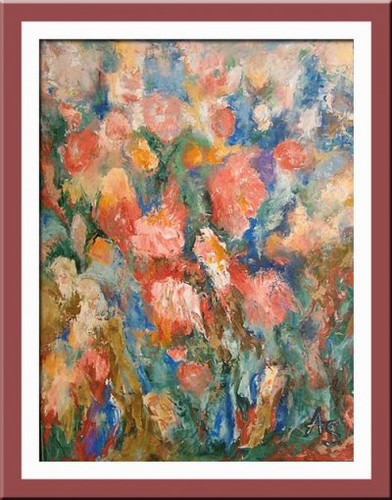 Red flowers; 2004. Oil on canvas. 80 x 60 cm