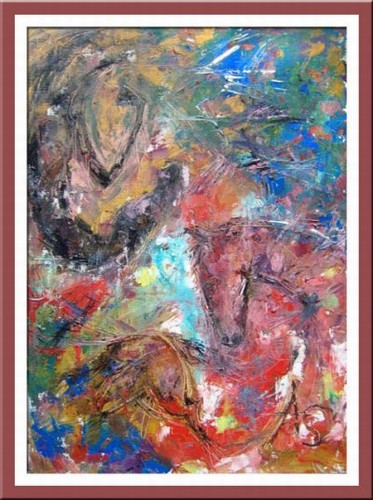 Interrupted running; 2003. oil on canvas. 70  50 cm