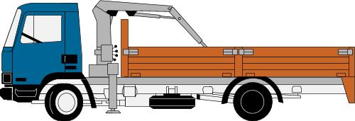 Transport: Sided lorry with loading arm