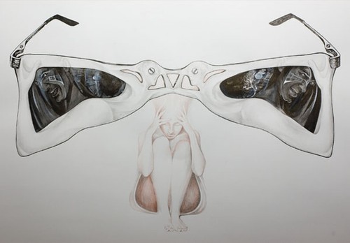 Spectacles; (paper, pencil, black ink; 2007)