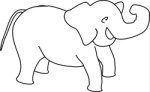 Outline drawing of an elephant, Animals, views: 14637