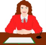 Woman sitting at a desk, Business