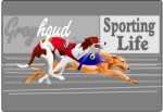 Two greyhounds racing around a track, Corel Xara
