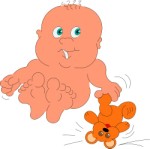 Baby with a teddy bear, Cartoons