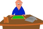 Bank manager at his desk, Cartoons