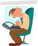 Man using a laptop computer, Cartoons