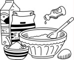 Ingredients and utensils for making a cake, Food