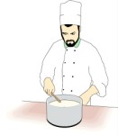 Chef stirring a saucepan, People