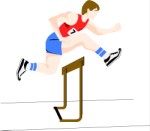 Man jumping over a hurdle, Sport