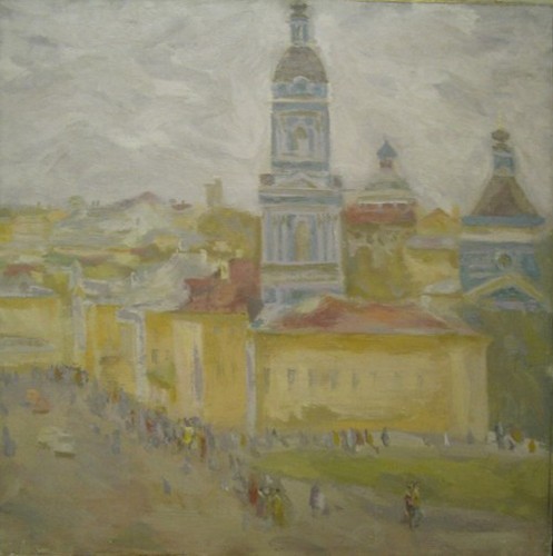 On Solyanka street; canvas, oil, 65x65 sm, 1980 year, collection
