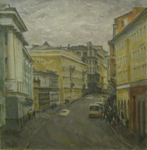 The Pyatnitskaya street; canvas, oil, 60x60 sm, 1982 year, collection