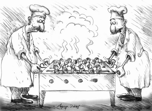 Shish kebab - shish mebab; caricatura, collection