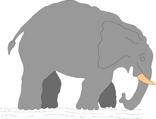 Слон, стоящий в воде; Слон, Млекопитающее