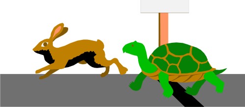 Hare & Tortoise at start of race; Animals