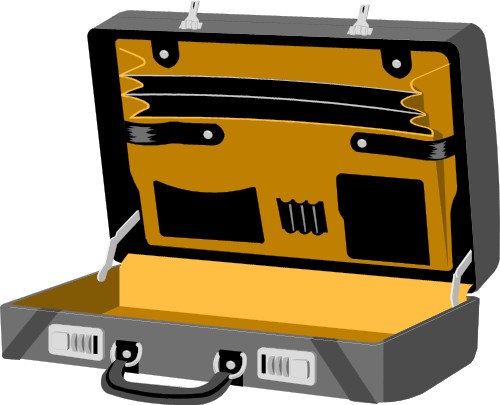 Open executive briefcase; Briefcase