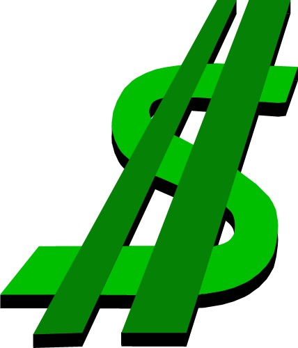Perspective dollar symbol; Money, Symbol