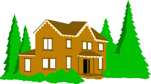 Detached house in woodland setting; Woods, House