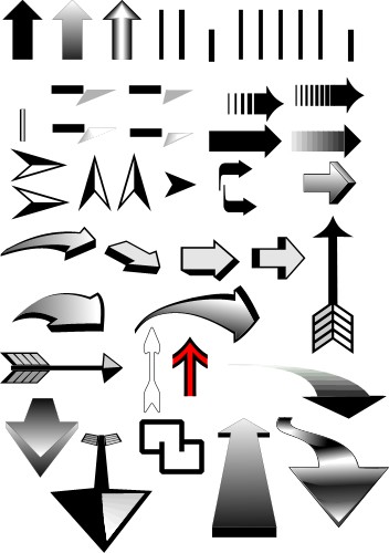 Collection of different arrows and pointers; Arrows, Design