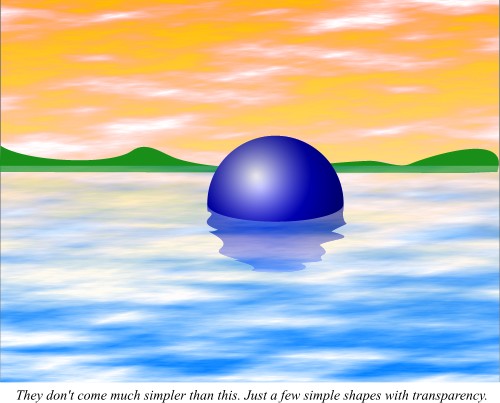 Ball floating in water; Corel Xara