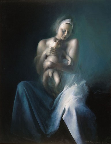 Motherhood; Oil on canvas, 100x150 cm