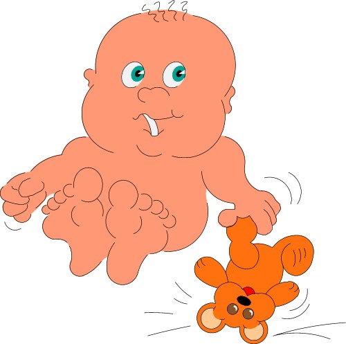 Cartoons: Baby with a teddy bear