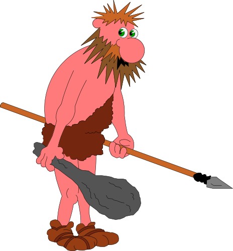 Caveman with club and spear; Cartoons