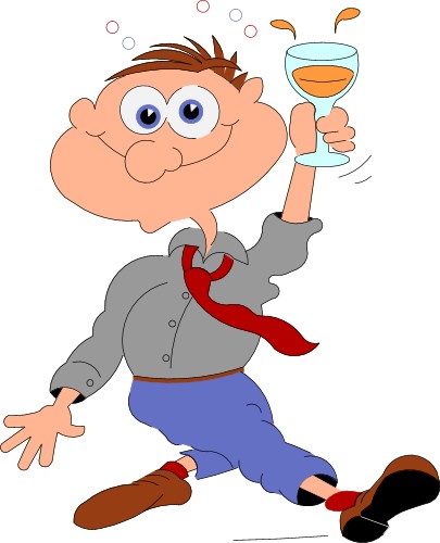 Man with glass of wine; Cartoons