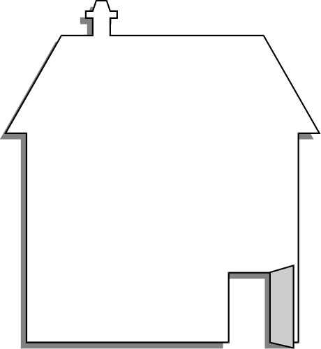 Outline of house; Grey, House, Frame