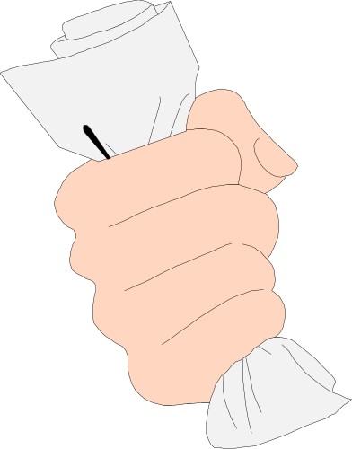 Grasping a roll of paper; Hands