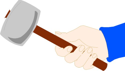 Holding a mallet; Mallet, Tool