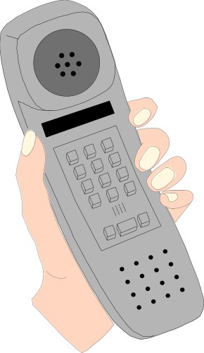 Holding a portable phone; Phone