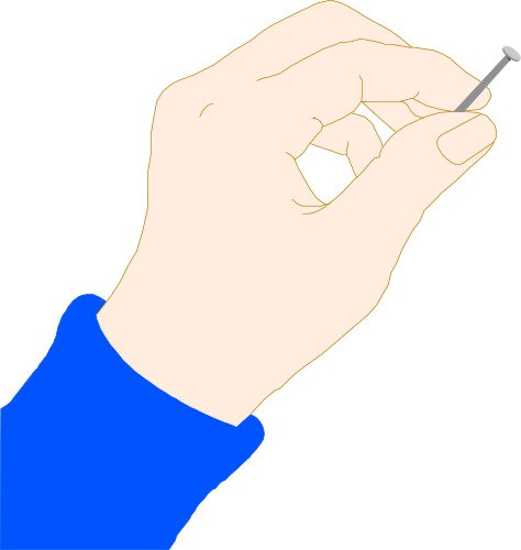 Holding a pin; Pin