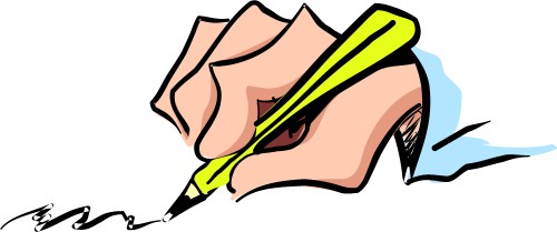 Writing hand; Hand, Writing, Pencil
