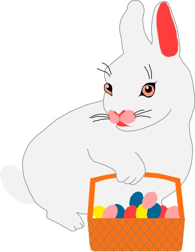 Easter rabbit with basket of eggs; Easter bunny, Easter, Bunny, Egg