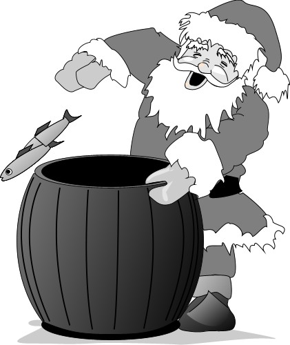 Santa with barrel; Holidays