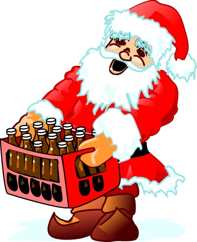 Дед Мороз с ящиком пива; Санта, Дед Мороз, Новый Год, Рождество, Красное, Борода, Пиво, Ящик, Cв. Николас