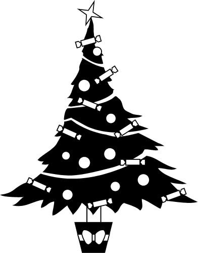 Christmas tree with decorations and lights; Xtree, Christmas, Tree, Grey