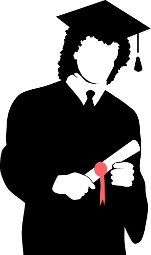 Student with diploma; Silhouette, Student, Graduate, Diploma