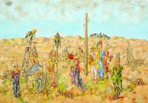 Recalling the Future (Games of forbidden people); paper on orgalit, tempera, watercolour, gouache; 60x40 cm