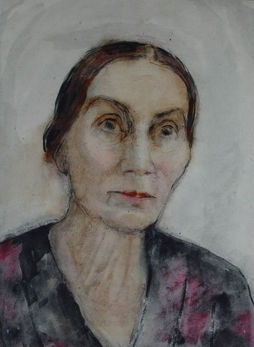 A woman; paper, aquarel, sumi; 1964 year