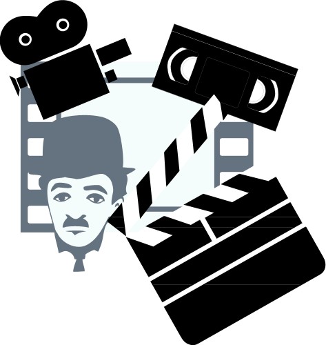 Film-related items; Film, Camera, Tape, Chaplin