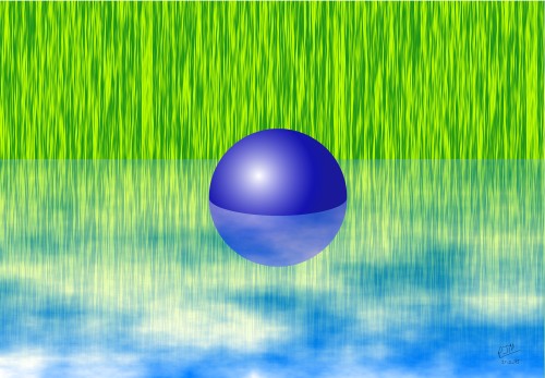 Плавающий шар; Мяч, Вода, Сцена, Заливка, Текстура