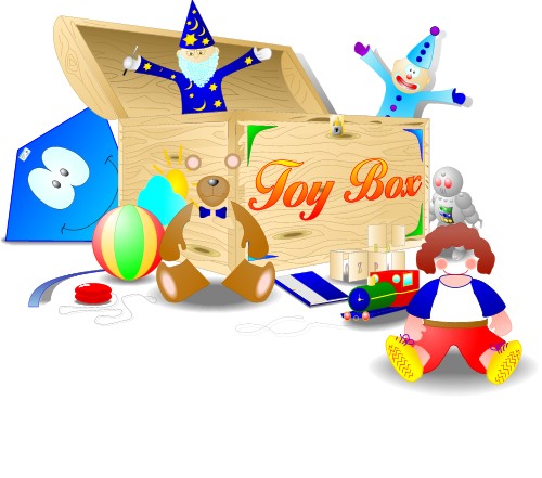Box of toys; Toybox, Figure, Toy