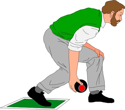 Man on a bowling green; Bowling, Bowls, Ball