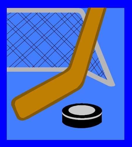 Ice hockey stick and puck; Sport