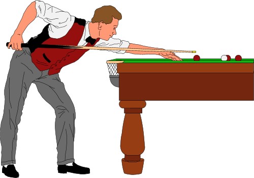 Man playing a shot in snooker; Snooker, Ball