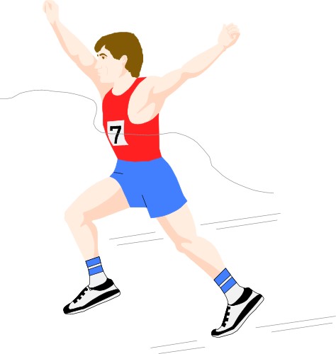Person crossing the finishing line; Sport