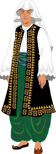 Женщина в национальном костюме; Традиционная одежда, Народ, Национальность, Традиция, Страна, Албания, Женщина